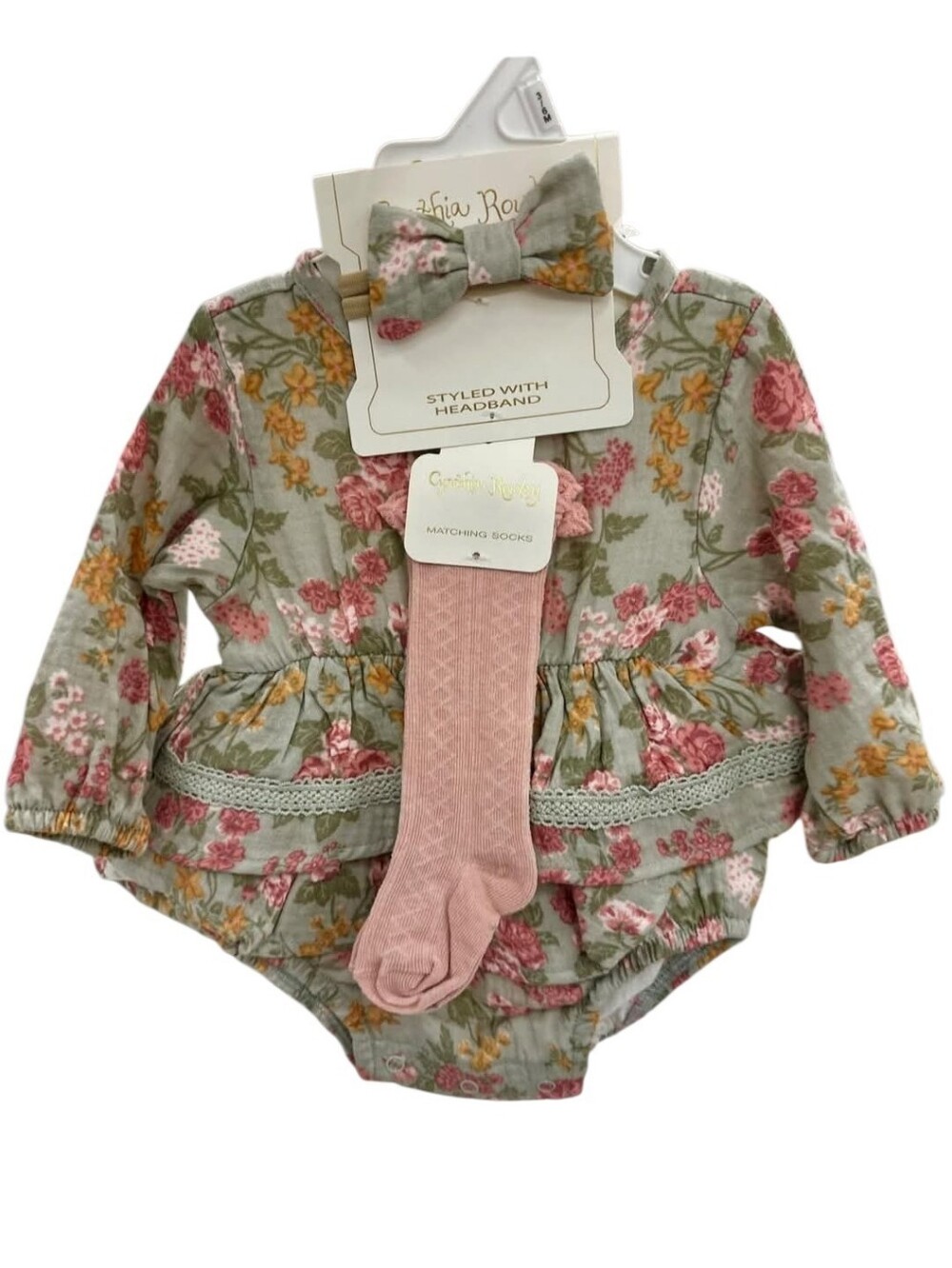 NWT Cynthia Rowley Baby Girl 4-Piece Floral Muslin Romper Set